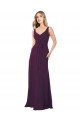 Boutique Pourpre Trapèze Col V Mousseline Longue Robes demoiselle d'honneur