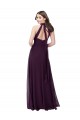 Boutique Pourpre Trapèze Licou Col Haut Mousseline Longue Robes demoiselle d'honneur