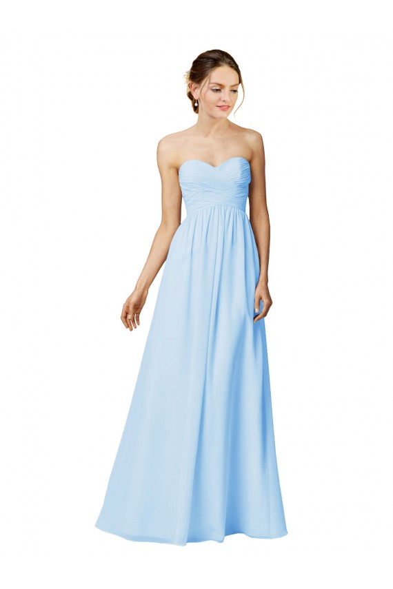 Boutique Pourpre Trapèze Sans bretelle Mousseline Longue Robes demoiselle d'honneur