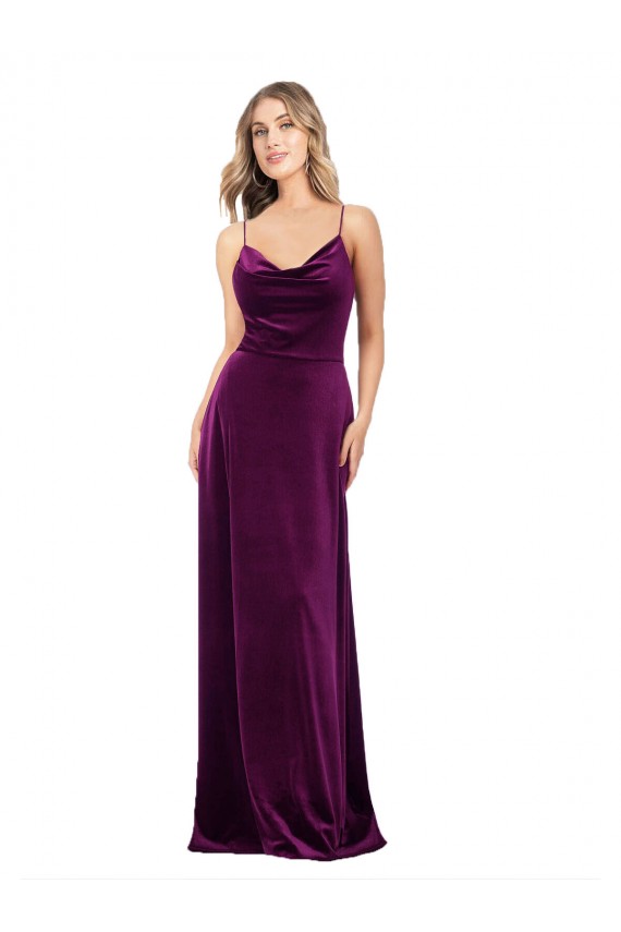 Boutique Pourpre Trapèze Scoop Col V Velours Stretch Longue Formelles Robes demoiselle d'honneur / Robes de soirée / Robes de bal