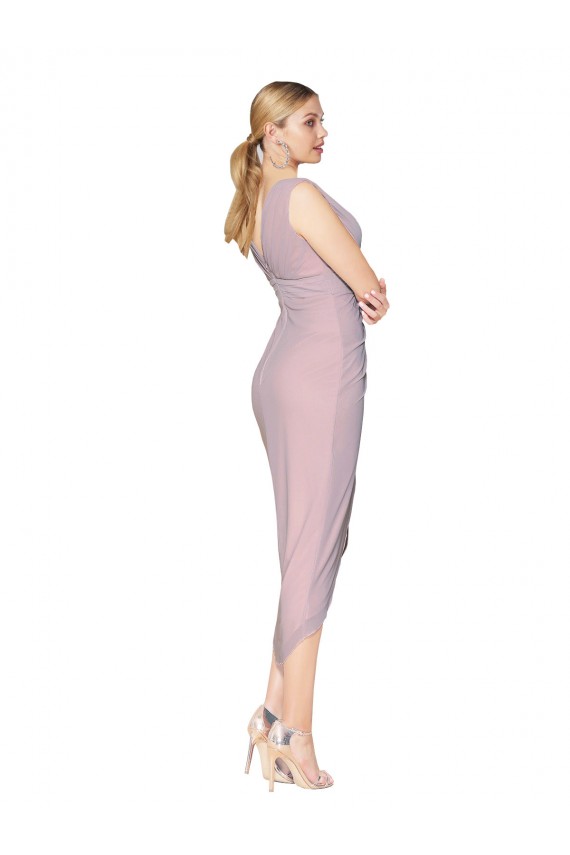 Boutique Primevère Sirène Col V Mousseline Courte Asymétrique Robes demoiselle d'honneur / Robes de soirée / Robes de bal