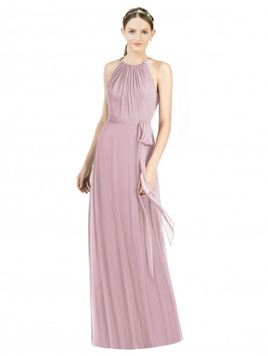 Boutique Primevère Trapèze Licou Mousseline Longue Robes demoiselle d'honneur