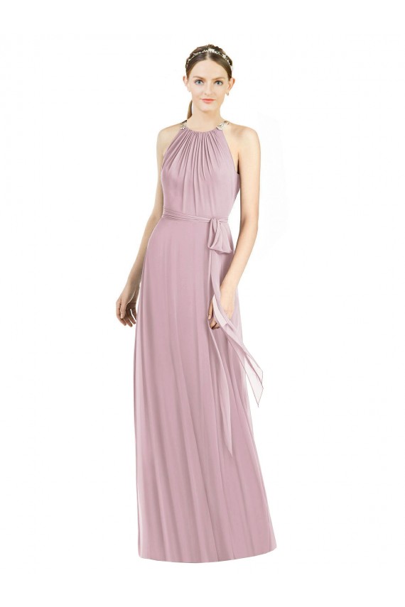 Boutique Primevère Trapèze Licou Mousseline Longue Robes demoiselle d'honneur