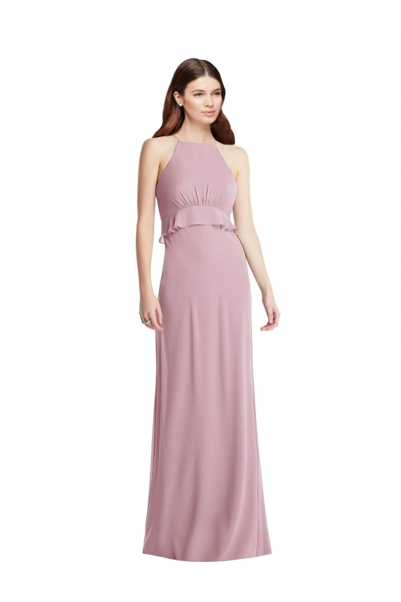 Boutique Primevère Trapèze Licou Mousseline Longue Robes demoiselle d'honneur