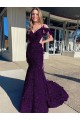 Boutique Prune Fourreau Bretelles spaghetti Col V Traîne moyenne Paillettes Velours Longue Robes de bal