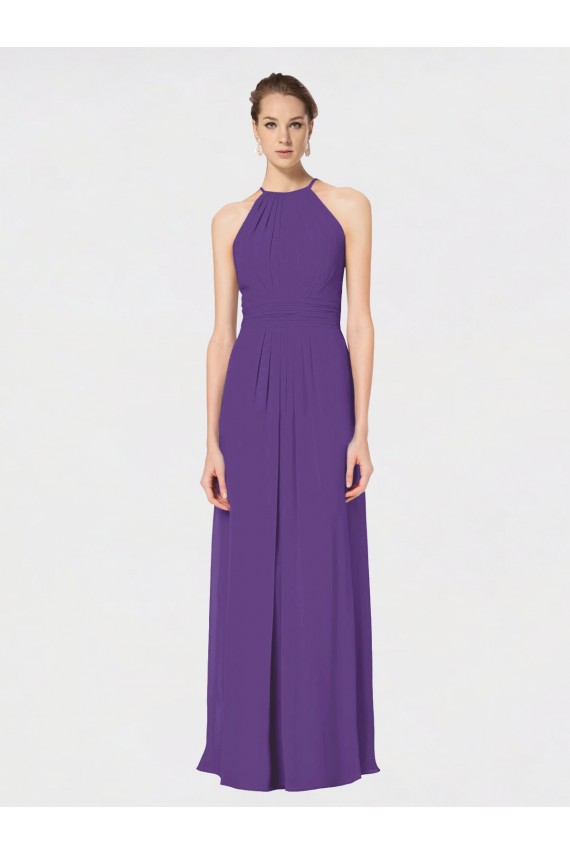 Boutique Prune Trapèze Bretelles spaghetti Mousseline Longue Robes demoiselle d'honneur