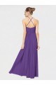 Boutique Prune Trapèze Bretelles spaghetti Mousseline Longue Robes demoiselle d'honneur