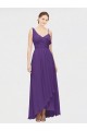 Boutique Prune Trapèze Col V Mousseline Longue Asymétrique Robes demoiselle d'honneur
