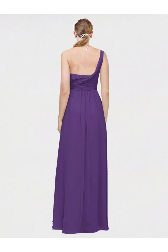 Boutique Prune Trapèze Col V Mousseline Longue Asymétrique Robes demoiselle d'honneur
