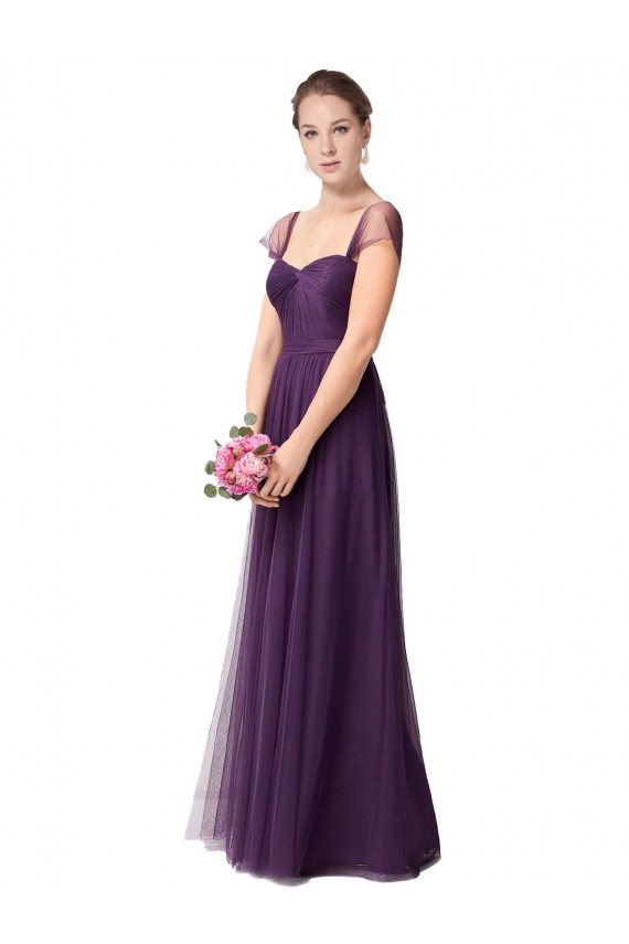 Boutique Prune Trapèze Tulle Longue Robes demoiselle d'honneur