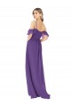 Boutique Prune Trapèze Épaule Dénudée Col Haut Mousseline Longue Robes demoiselle d'honneur