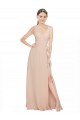 Boutique Rose 114 Trapèze Col V Mousseline Longue Robes demoiselle d'honneur