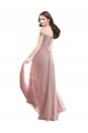Boutique Rose 147 Trapèze Épaule Dénudée Mousseline Dentelle Longue Robes demoiselle d'honneur