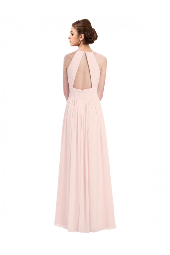 Boutique Rose 42 Trapèze Licou Mousseline Longue Robes demoiselle d'honneur