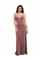 Boutique Rose Cannelle Trapèze Col V Velours Stretch Longue Formelles Robes demoiselle d'honneur / Robes de soirée / Robes de bal