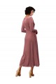 Boutique Rose Cannelle Trapèze Col V midi Velours Stretch Courte Robes demoiselle d'honneur / Robes de bal