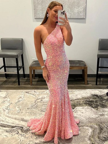 Boutique Rose Fourreau Balayage train Paillettes Velours Longue Robes de bal