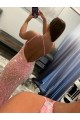 Boutique Rose Fourreau Balayage train Paillettes Velours Longue Robes de bal