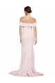 Boutique Rose Fourreau Col Carré Balayage train Crêpe Stretch Longue Formelles Robes demoiselle d'honneur / Robes de soirée / Robes de bal