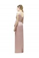 Boutique Rose Fourreau Col V Satiné Longue Robes demoiselle d'honneur