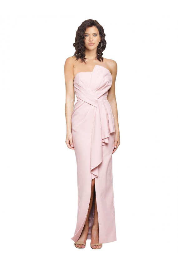 Boutique Rose Fourreau Sans bretelle Crêpe Stretch Longue Formelles Robes demoiselle d'honneur / Robes de soirée / Robes de bal