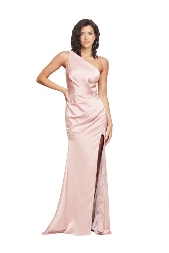 Boutique Rose Fourreau Satiné Soyeux Longue Formelles Robes demoiselle d'honneur / Robes de soirée / Robes de bal