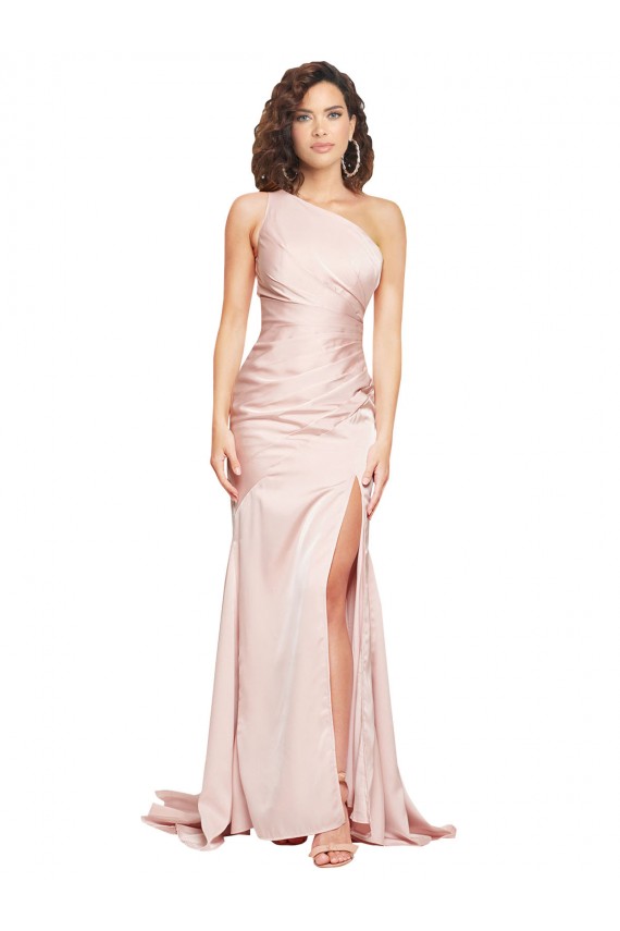 Boutique Rose Fourreau Satiné Soyeux Longue Formelles Robes demoiselle d'honneur / Robes de soirée / Robes de bal