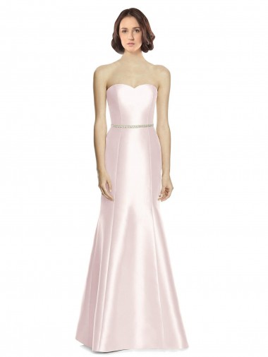 Boutique Rose Sirène Sans bretelle Satiné Longue Robes demoiselle d'honneur