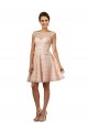 Boutique Rose Trapèze Bateau Illusion Mousseline Dentelle Courte Robes demoiselle d'honneur