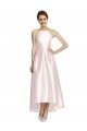 Boutique Rose Trapèze Bretelles spaghetti Satiné Longue Asymétrique Robes demoiselle d'honneur