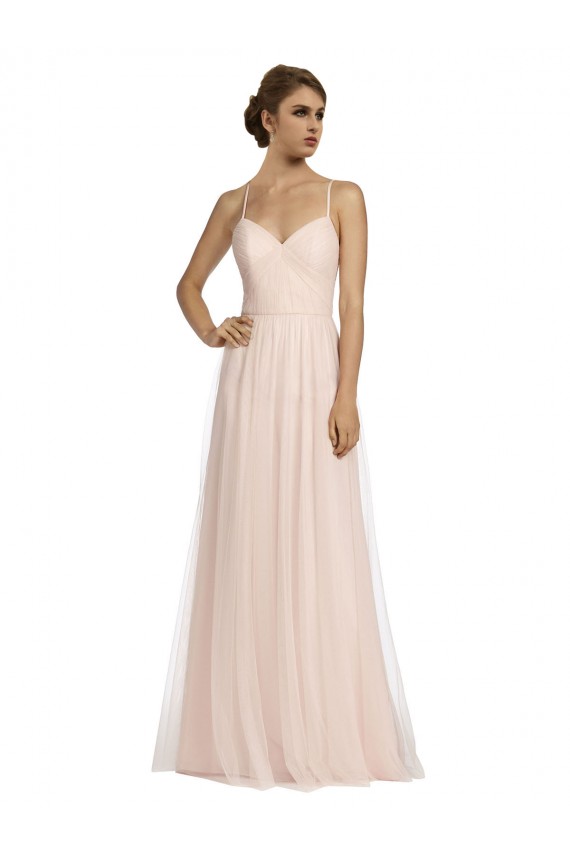 Boutique Rose Trapèze Bretelles spaghetti Tulle Longue Robes demoiselle d'honneur