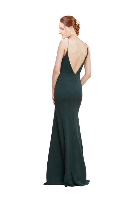 Boutique Rose Trapèze Col V Crêpe Stretch Longue Formelles Robes demoiselle d'honneur / Robes de soirée / Robes de bal