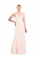 Boutique Rose Trapèze Col V Crêpe Stretch Longue Formelles Robes demoiselle d'honneur / Robes de soirée / Robes de bal