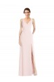 Boutique Rose Trapèze Col V Crêpe Stretch Longue Robes demoiselle d'honneur / Robes de bal