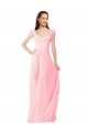Boutique Rose Trapèze Col V Mousseline Longue Robes demoiselle d'honneur