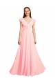 Boutique Rose Trapèze Col V Mousseline Longue Robes demoiselle d'honneur