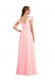 Boutique Rose Trapèze Col V Mousseline Longue Robes demoiselle d'honneur