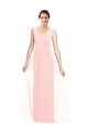 Boutique Rose Trapèze Col V Mousseline Longue Robes demoiselle d'honneur