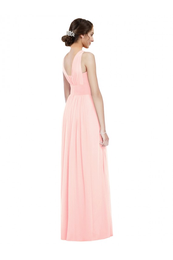 Boutique Rose Trapèze Col V Mousseline Longue Robes demoiselle d'honneur