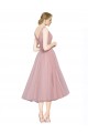 Boutique Rose Trapèze Col V Tulle Courte Robes demoiselle d'honneur / Robes de cocktail