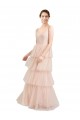 Boutique Rose Trapèze Col V Tulle Longue Robes demoiselle d'honneur