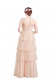 Boutique Rose Trapèze Col V Tulle Longue Robes demoiselle d'honneur