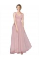 Boutique Rose Trapèze Col V Tulle Longue Robes demoiselle d'honneur