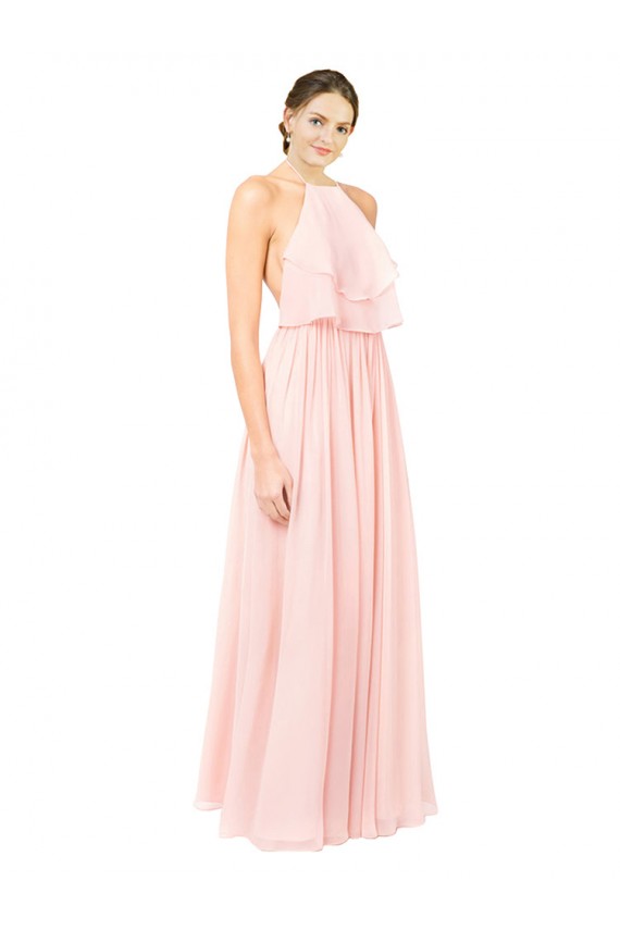 Boutique Rose Trapèze Licou Mousseline Longue Robes demoiselle d'honneur