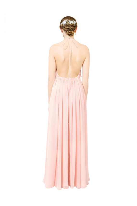 Boutique Rose Trapèze Licou Mousseline Longue Robes demoiselle d'honneur