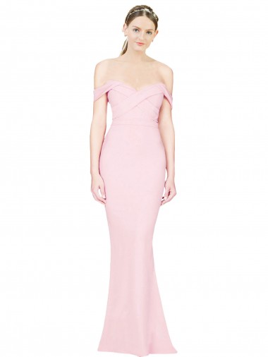 Boutique Rose Trapèze Sans bretelle Crêpe Stretch Longue Formelles Robes demoiselle d'honneur / Robes de soirée / Robes de bal