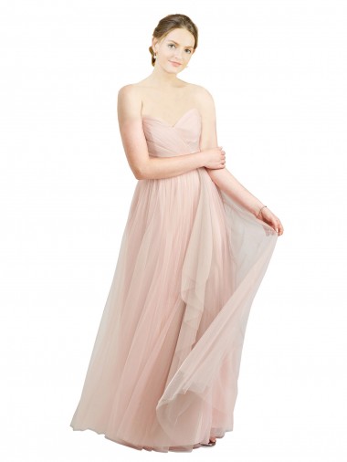 Boutique Rose Trapèze Tulle Longue Robes demoiselle d'honneur