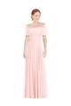 Boutique Rose Trapèze Épaule Dénudée Col Carré Mousseline Longue Robes demoiselle d'honneur