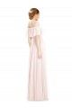Boutique Rose Trapèze Épaule Dénudée Col Carré Mousseline Longue Robes demoiselle d'honneur
