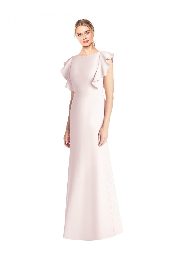 Boutique Rose Trompette Bateau Crêpe Stretch Longue Robes demoiselle d'honneur / Robes de bal